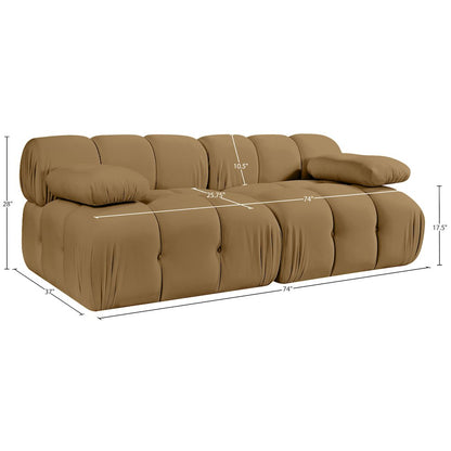 Orin Saddle Velvet Performance Fabric Upholstered 2 pc. Modular Sofa