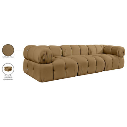 Orin Saddle Velvet Performance Fabric Upholstered 3 pc. Modular Sofa