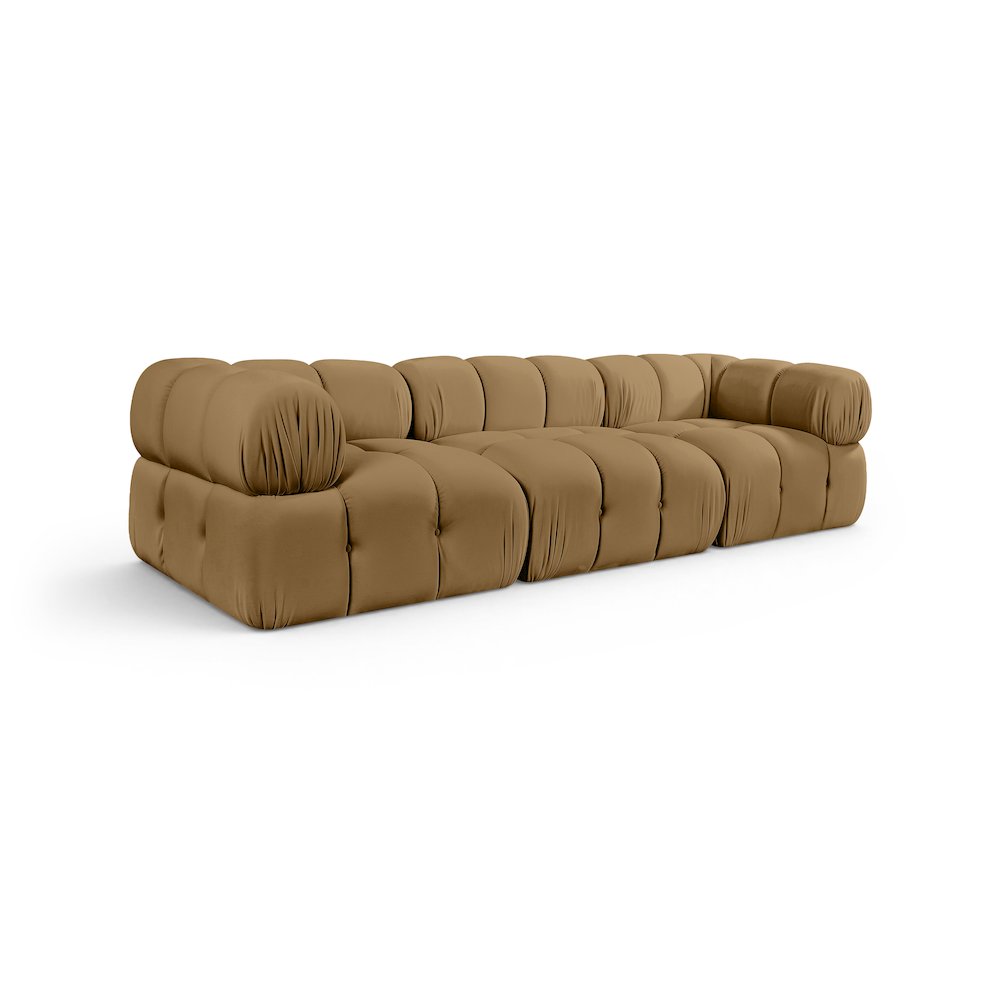 Orin Saddle Velvet Performance Fabric Upholstered 3 pc. Modular Sofa