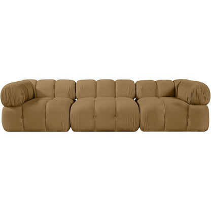 Orin Saddle Velvet Performance Fabric Upholstered 3 pc. Modular Sofa