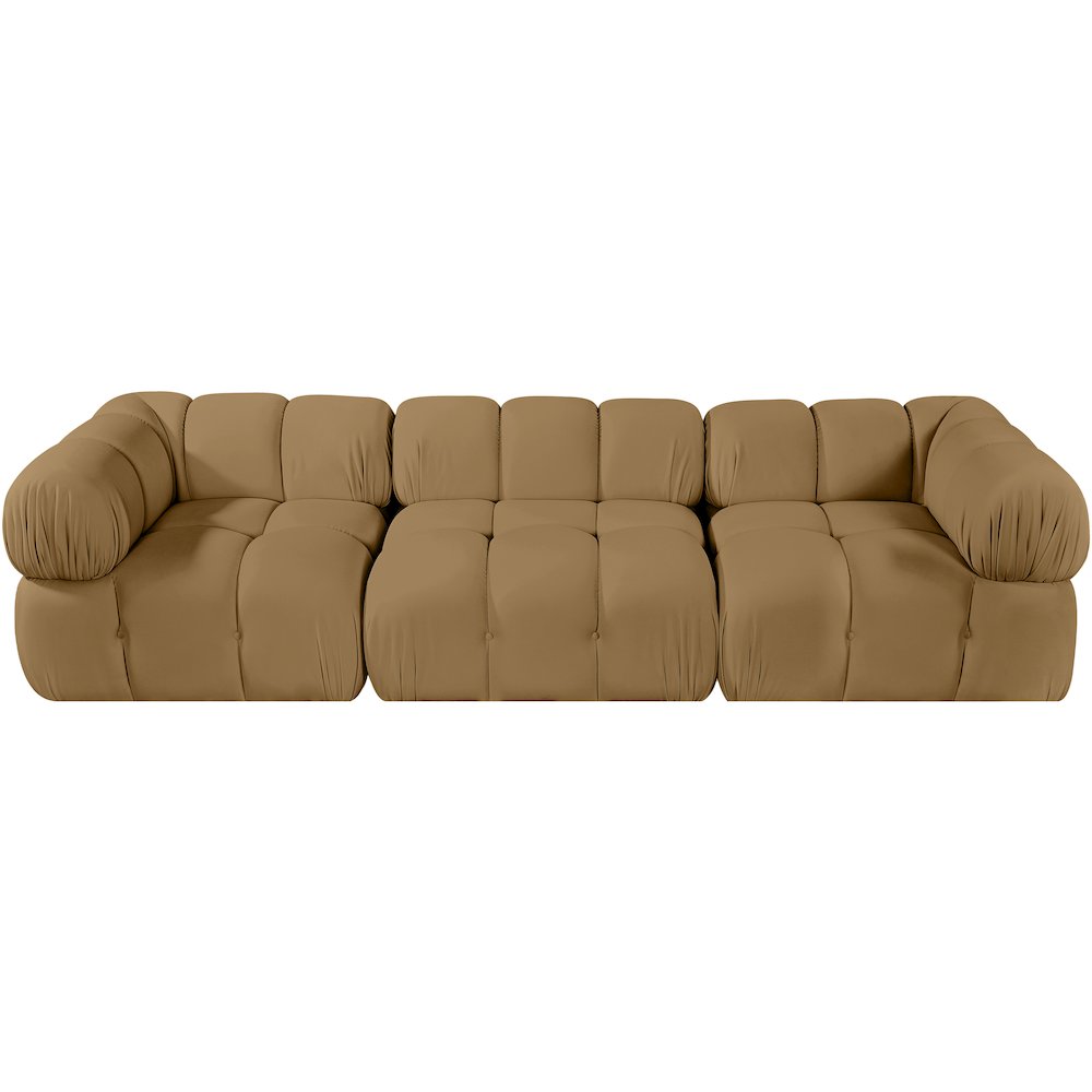 Orin Saddle Velvet Performance Fabric Upholstered 3 pc. Modular Sofa