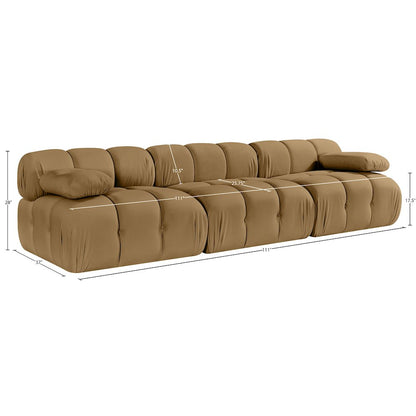 Orin Saddle Velvet Performance Fabric Upholstered 3 pc. Modular Sofa