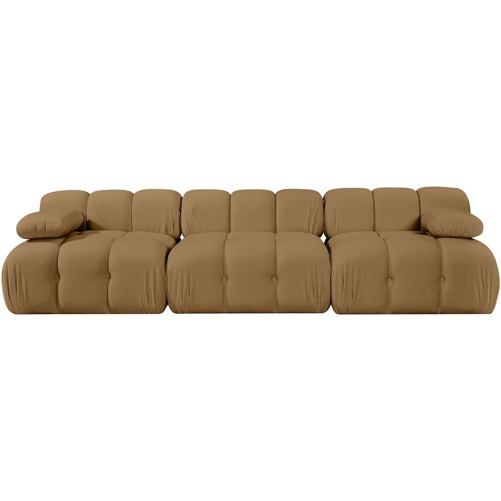 Orin Saddle Velvet Performance Fabric Upholstered 3 pc. Modular Sofa