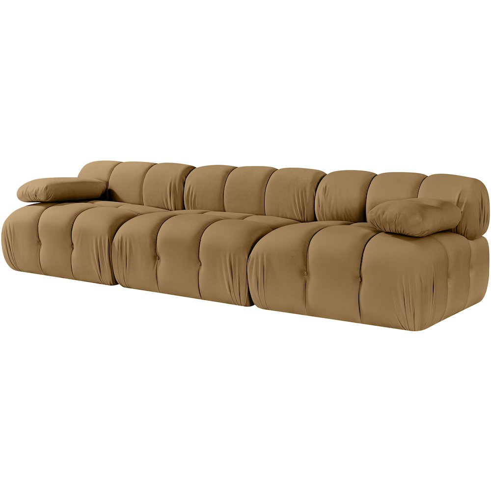 Orin Saddle Velvet Performance Fabric Upholstered 3 pc. Modular Sofa