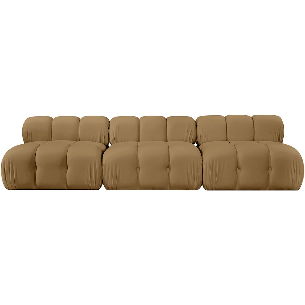 Orin Saddle Velvet Performance Fabric Upholstered 3 pc. Modular Sofa