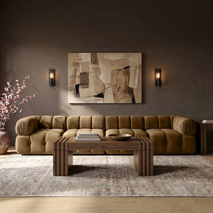 Orin Saddle Velvet Performance Fabric Upholstered 4 pc. Modular Sofa