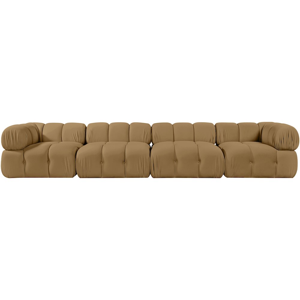 Orin Saddle Velvet Performance Fabric Upholstered 4 pc. Modular Sofa