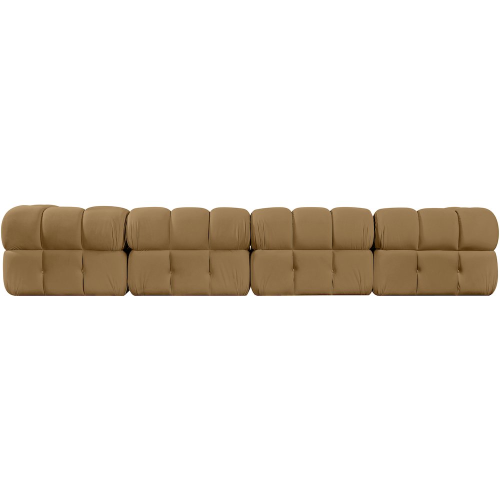 Orin Saddle Velvet Performance Fabric Upholstered 4 pc. Modular Sofa