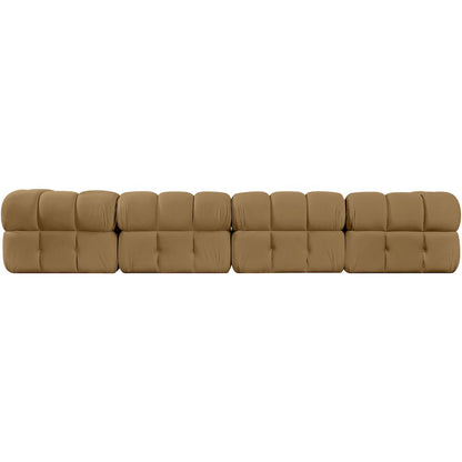 Orin Saddle Velvet Performance Fabric Upholstered 4 pc. Modular Sofa