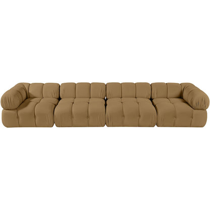 Orin Saddle Velvet Performance Fabric Upholstered 4 pc. Modular Sofa