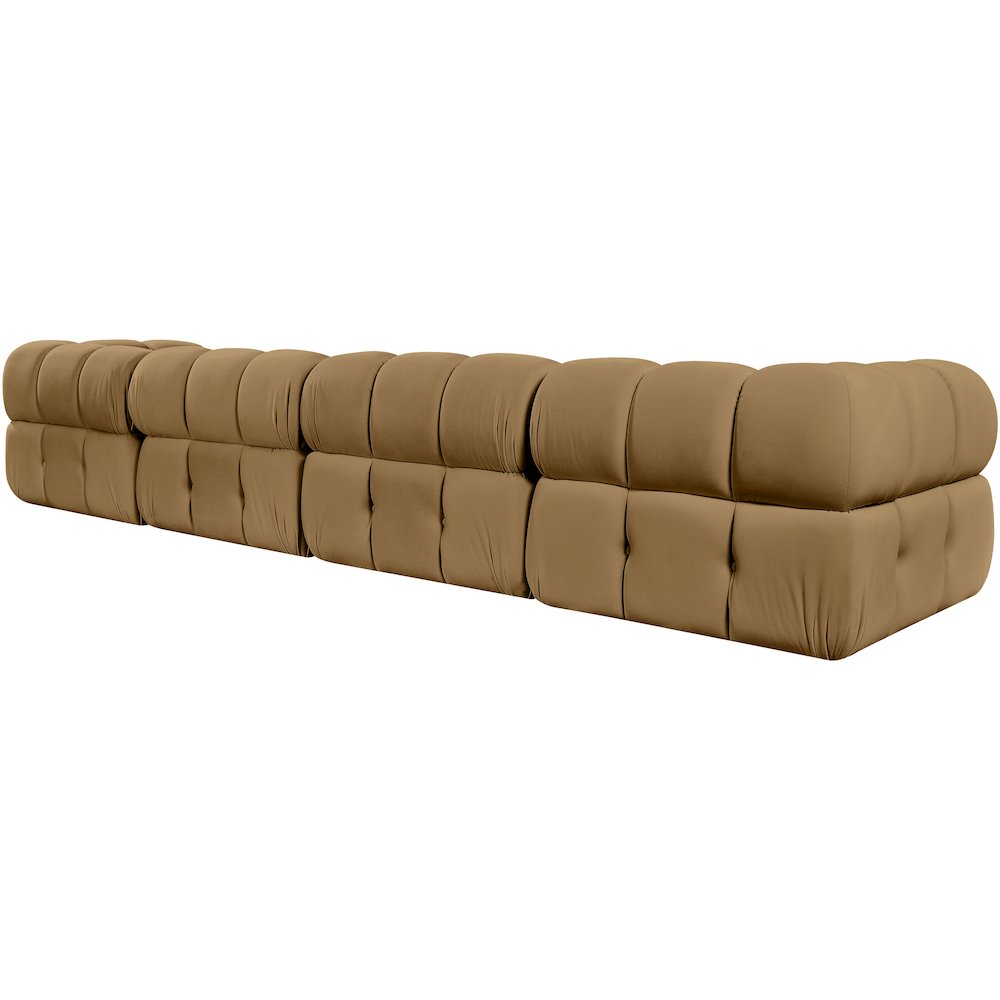 Orin Saddle Velvet Performance Fabric Upholstered 4 pc. Modular Sofa