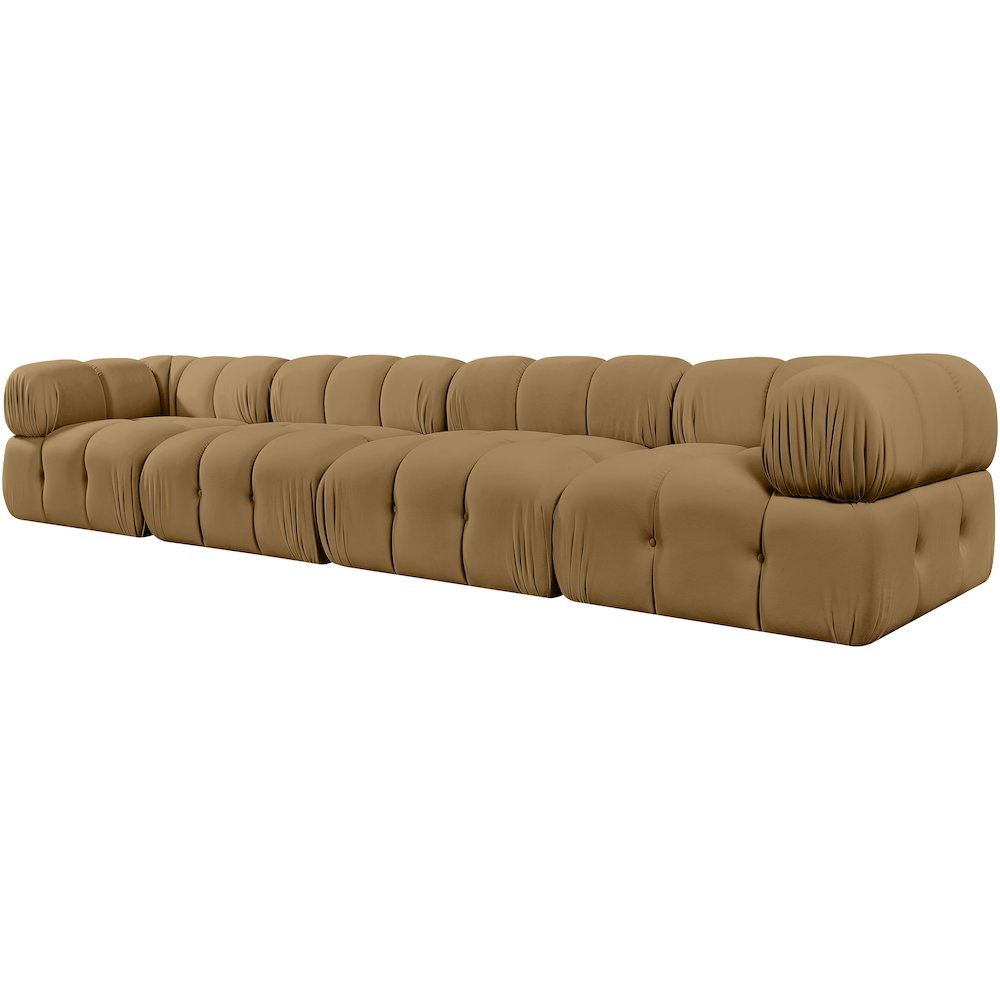 Orin Saddle Velvet Performance Fabric Upholstered 4 pc. Modular Sofa