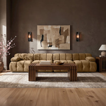 Orin Saddle Velvet Performance Fabric Upholstered 4 pc. Modular Sofa