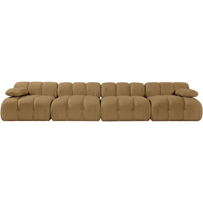 Orin Saddle Velvet Performance Fabric Upholstered 4 pc. Modular Sofa