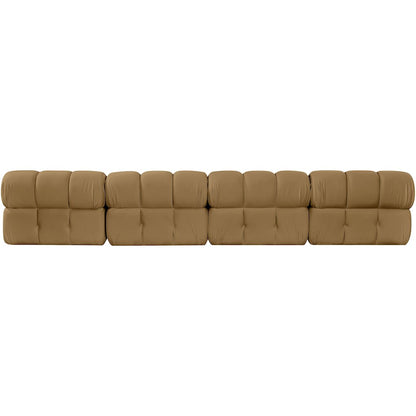 Orin Saddle Velvet Performance Fabric Upholstered 4 pc. Modular Sofa