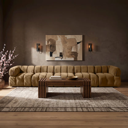 Orin Saddle Velvet Performance Fabric Upholstered 5 pc. Modular Sofa