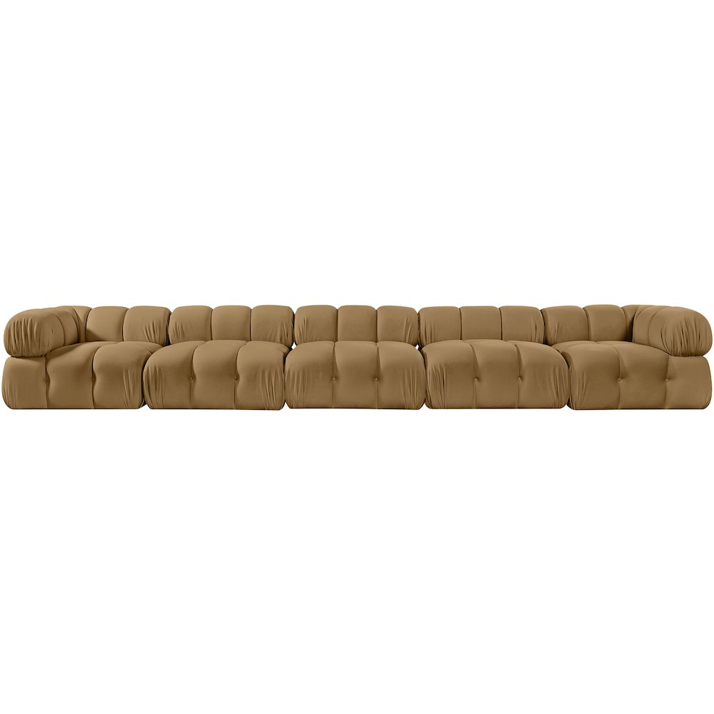 Orin Saddle Velvet Performance Fabric Upholstered 5 pc. Modular Sofa