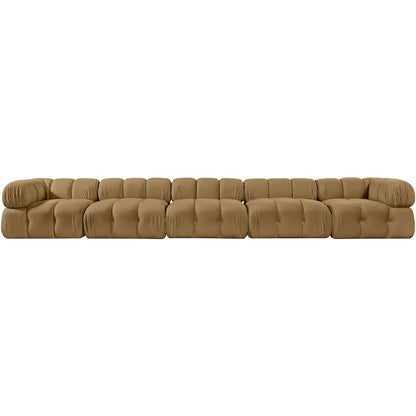 Orin Saddle Velvet Performance Fabric Upholstered 5 pc. Modular Sofa
