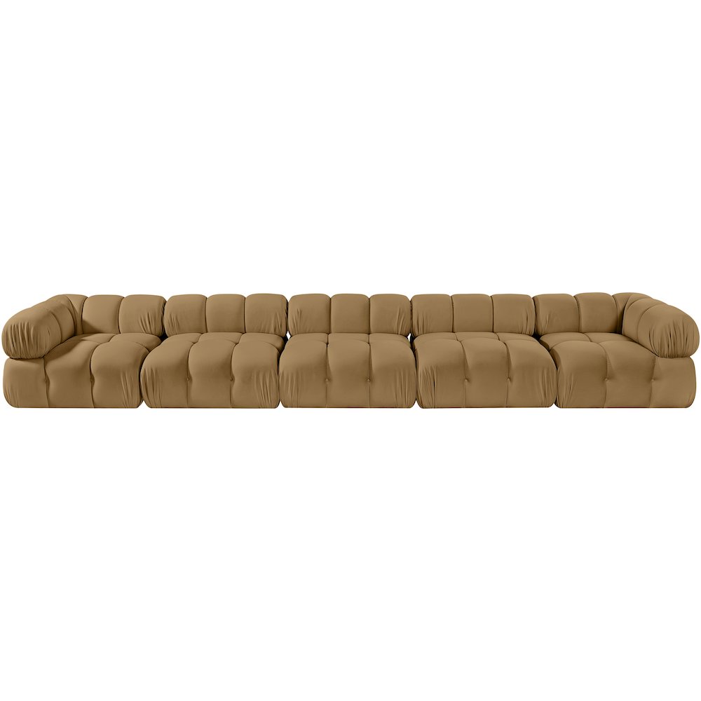 Orin Saddle Velvet Performance Fabric Upholstered 5 pc. Modular Sofa