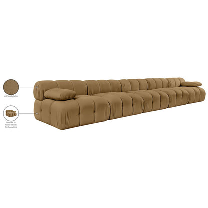 Orin Saddle Velvet Performance Fabric Upholstered 5 pc. Modular Sofa