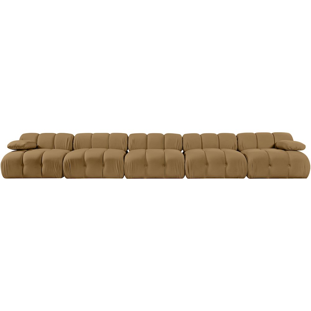 Orin Saddle Velvet Performance Fabric Upholstered 5 pc. Modular Sofa