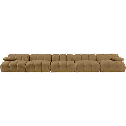 Orin Saddle Velvet Performance Fabric Upholstered 5 pc. Modular Sofa