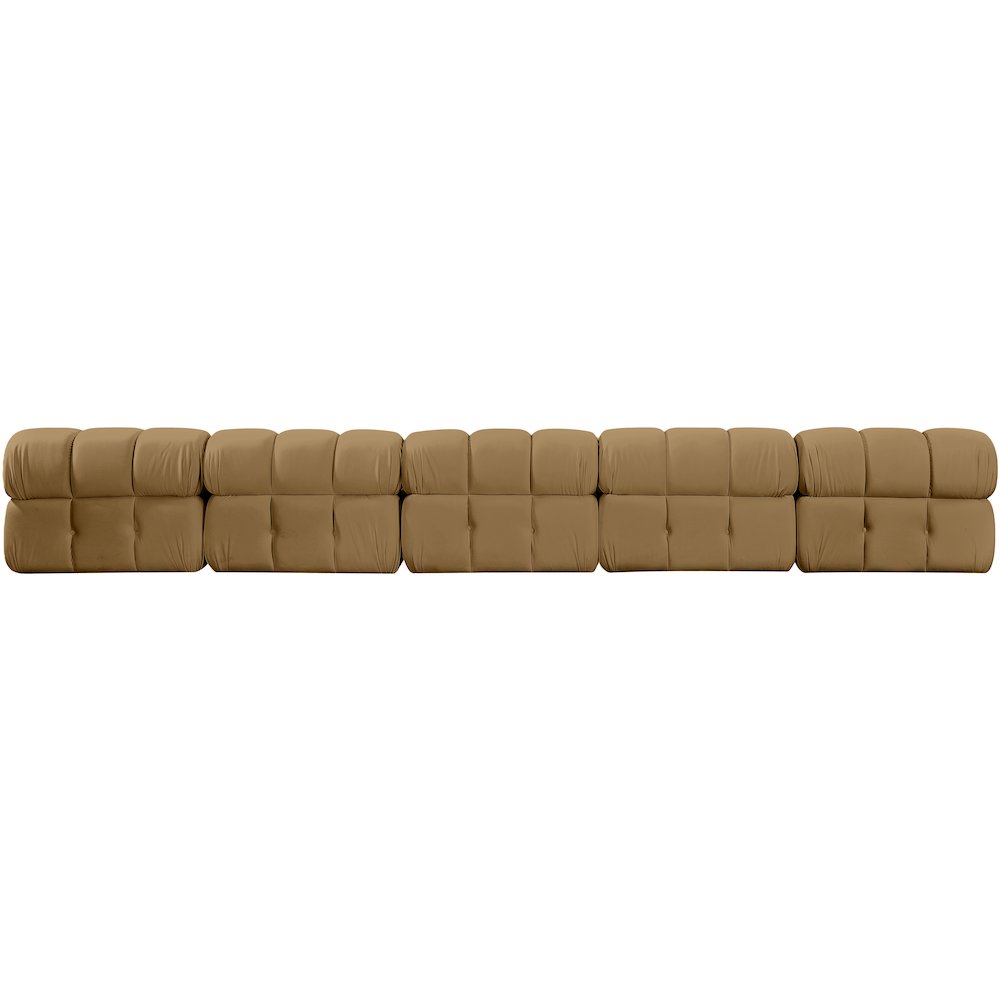 Orin Saddle Velvet Performance Fabric Upholstered 5 pc. Modular Sofa