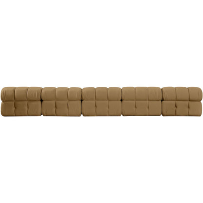 Orin Saddle Velvet Performance Fabric Upholstered 5 pc. Modular Sofa
