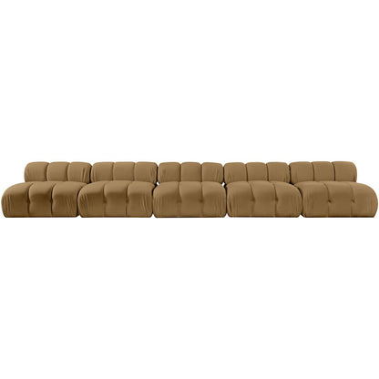 Orin Saddle Velvet Performance Fabric Upholstered 5 pc. Modular Sofa