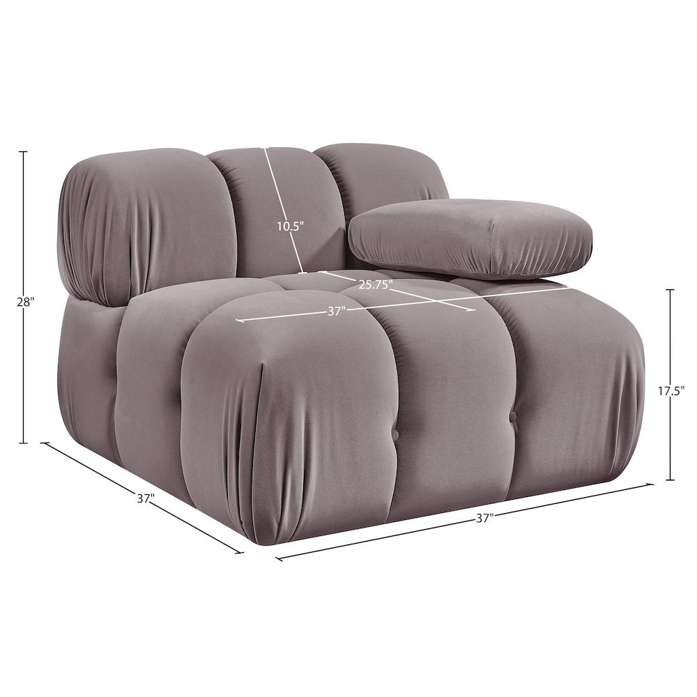 Orin Taupe Velvet Performance Fabric Upholstered Modular Chair