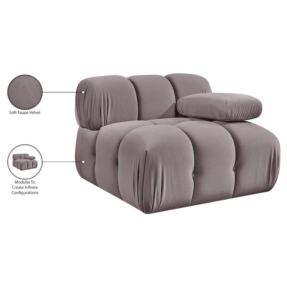 Orin Taupe Velvet Performance Fabric Upholstered Modular Chair