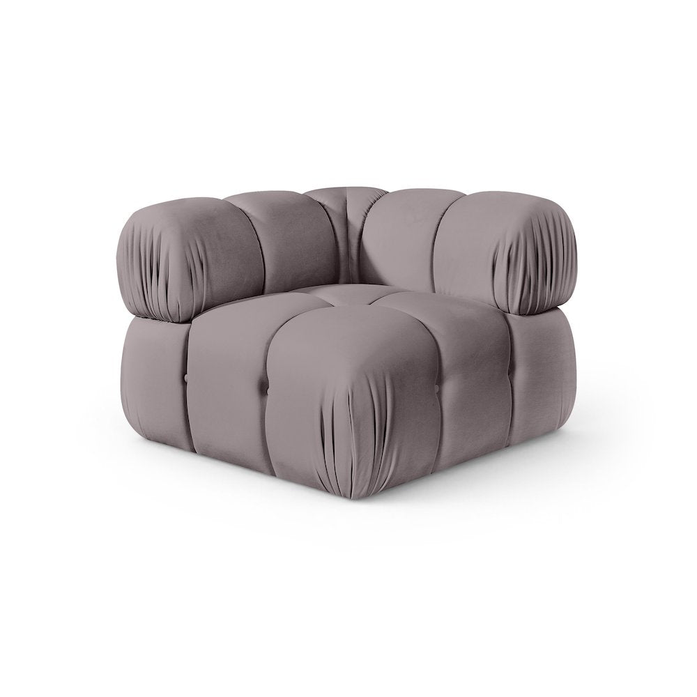 Orin Taupe Velvet Performance Fabric Upholstered Modular Corner Chair