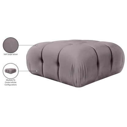 Orin Taupe Velvet Performance Fabric Upholstered Modular Ottoman
