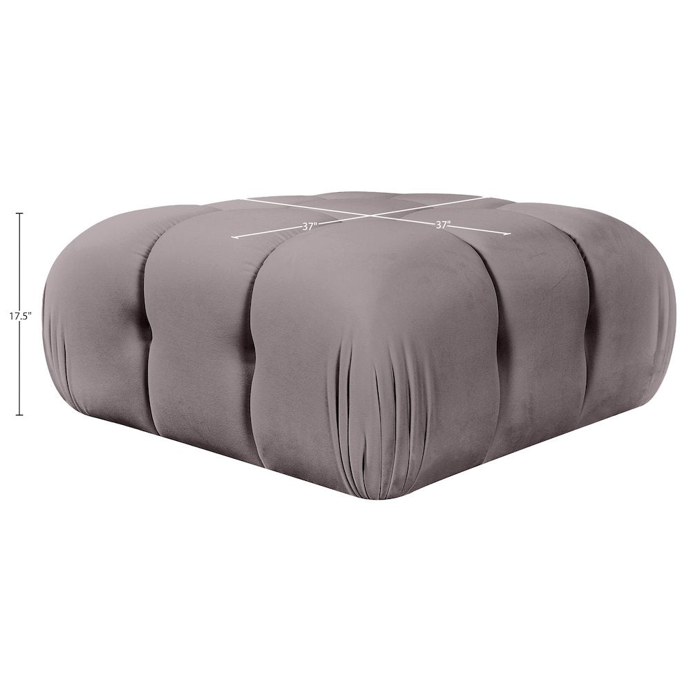 Orin Taupe Velvet Performance Fabric Upholstered Modular Ottoman