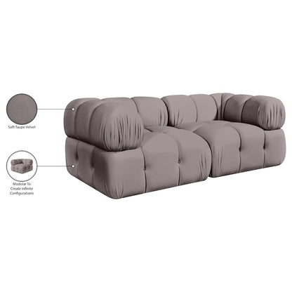 Orin Taupe Velvet Performance Fabric Upholstered 2 pc. Modular Sofa