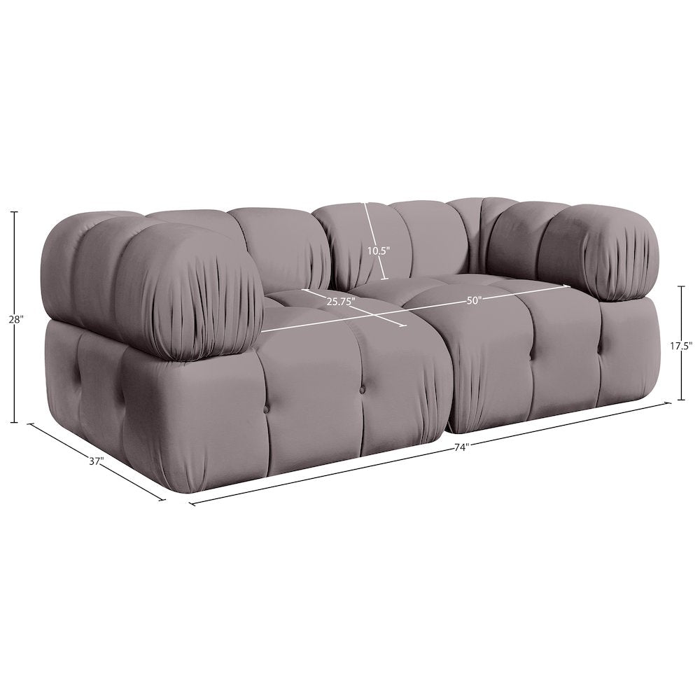 Orin Taupe Velvet Performance Fabric Upholstered 2 pc. Modular Sofa