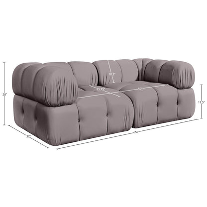 Orin Taupe Velvet Performance Fabric Upholstered 2 pc. Modular Sofa