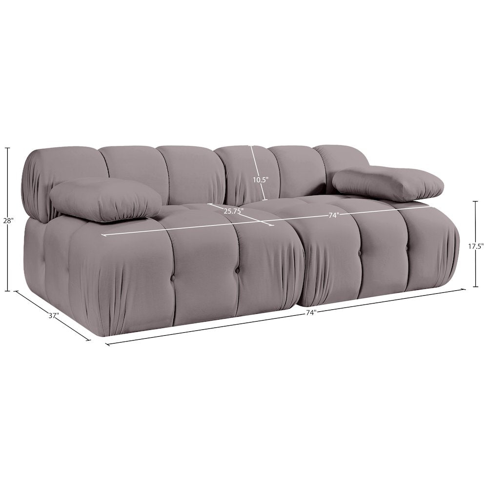 Orin Taupe Velvet Performance Fabric Upholstered 2 pc. Modular Sofa