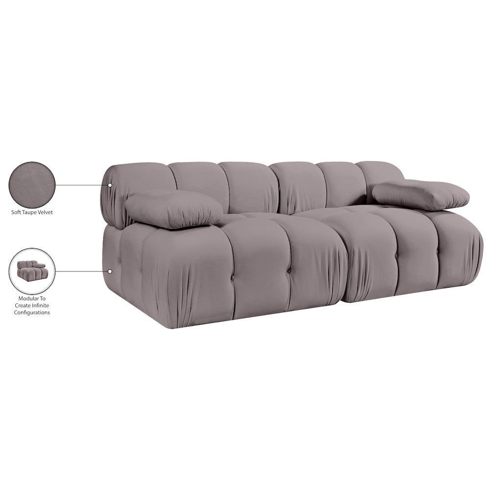 Orin Taupe Velvet Performance Fabric Upholstered 2 pc. Modular Sofa