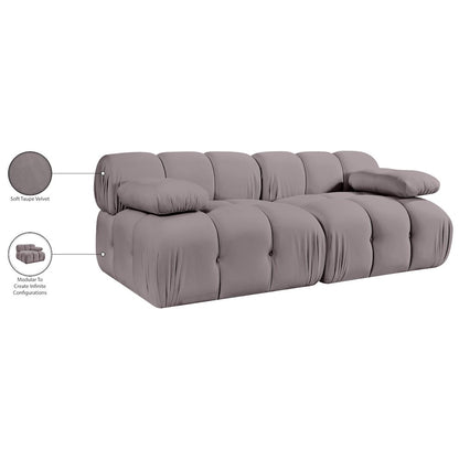 Orin Taupe Velvet Performance Fabric Upholstered 2 pc. Modular Sofa