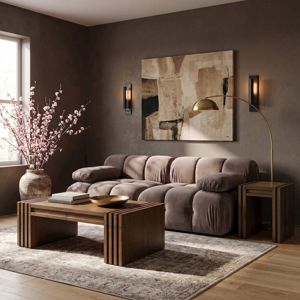 Orin Taupe Velvet Performance Fabric Upholstered 2 pc. Modular Sofa