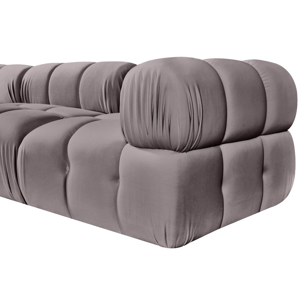 Orin Taupe Velvet Performance Fabric Upholstered 3 pc. Modular Sofa