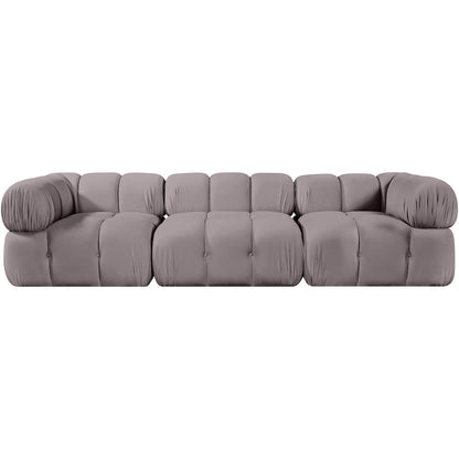 Orin Taupe Velvet Performance Fabric Upholstered 3 pc. Modular Sofa