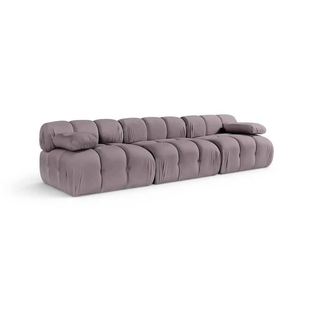 Orin Taupe Velvet Performance Fabric Upholstered 3 pc. Modular Sofa
