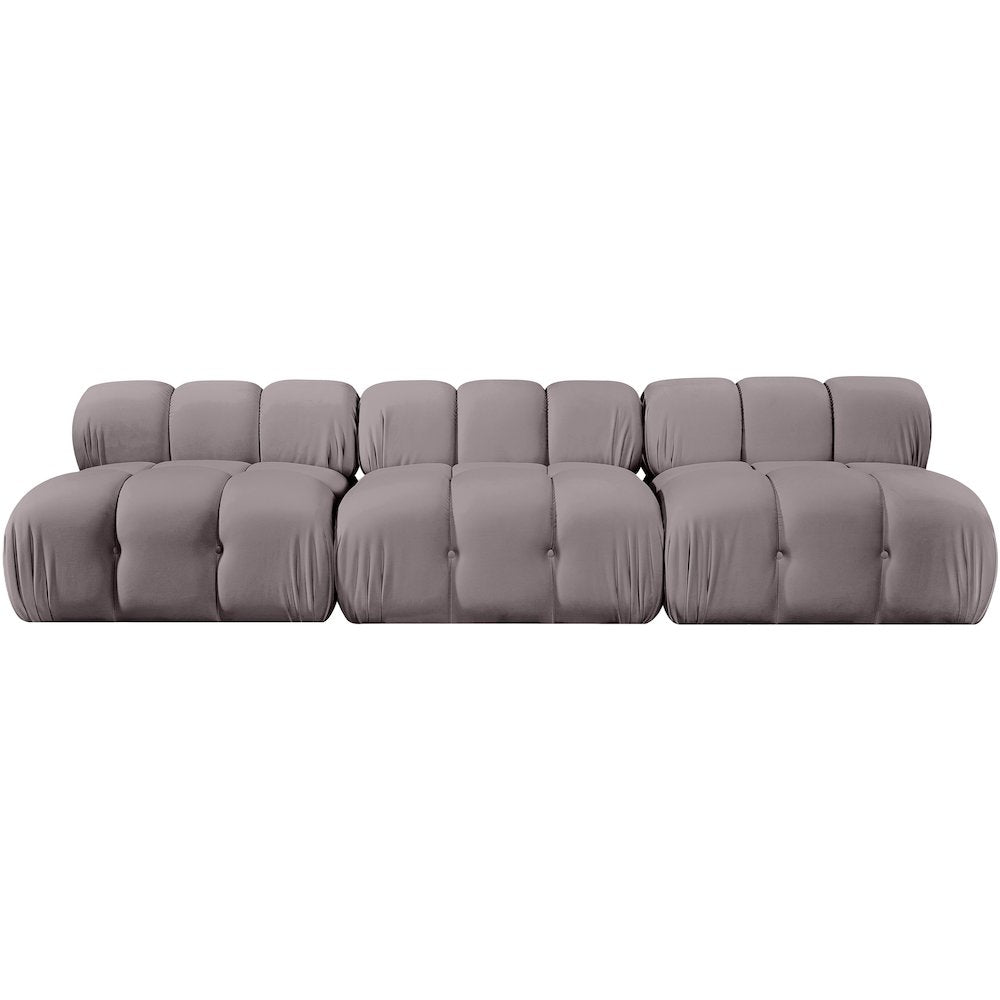 Orin Taupe Velvet Performance Fabric Upholstered 3 pc. Modular Sofa