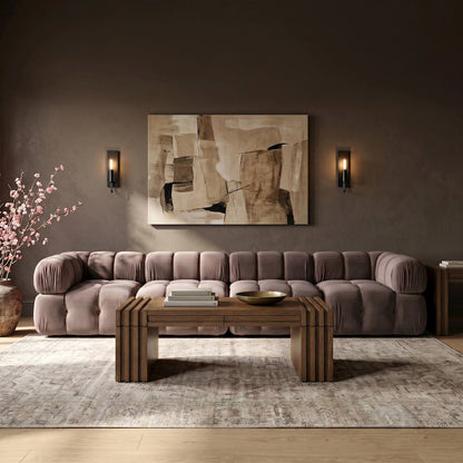 Orin Taupe Velvet Performance Fabric Upholstered 4 pc. Modular Sofa