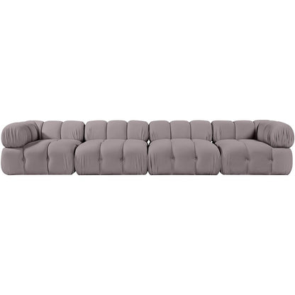 Orin Taupe Velvet Performance Fabric Upholstered 4 pc. Modular Sofa