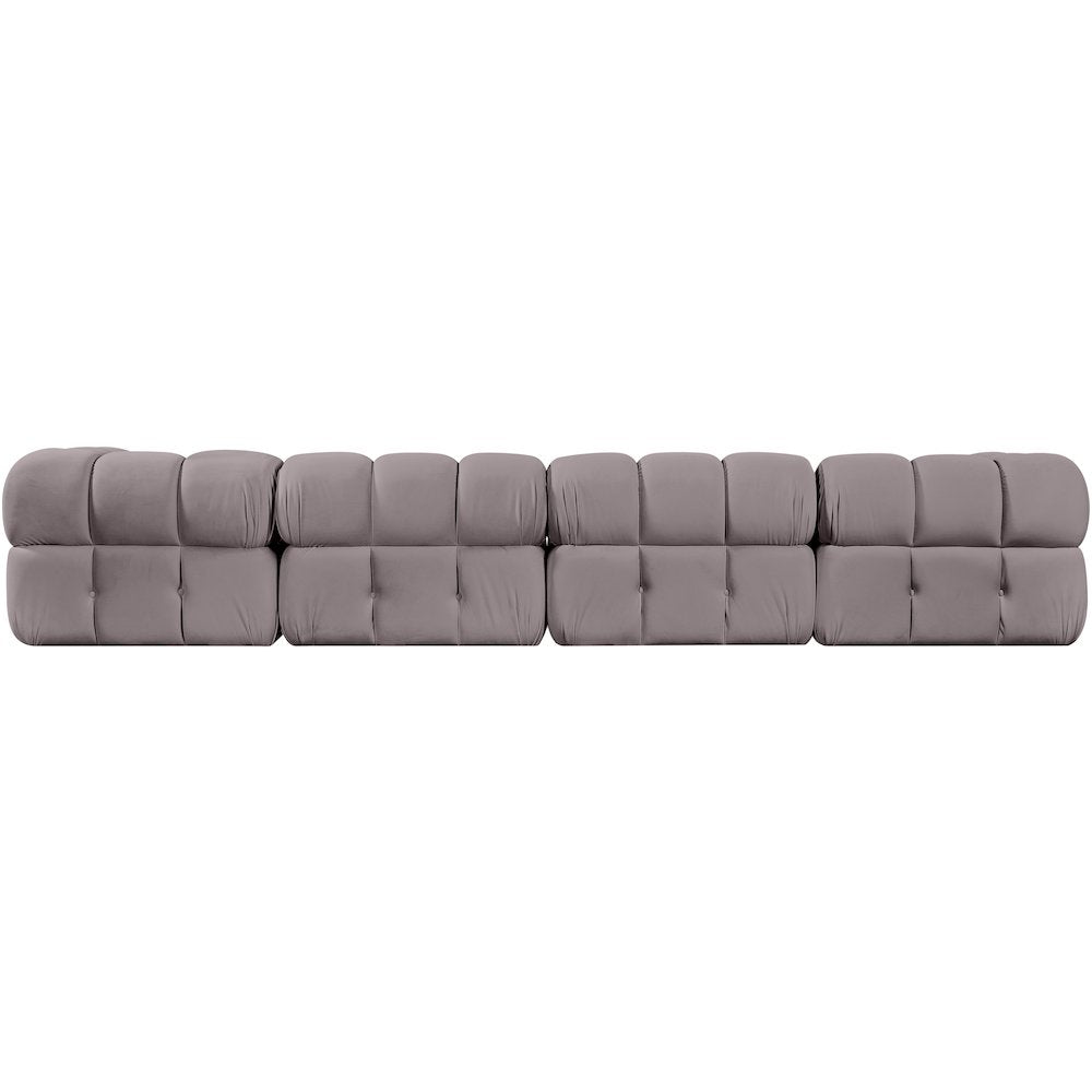 Orin Taupe Velvet Performance Fabric Upholstered 4 pc. Modular Sofa