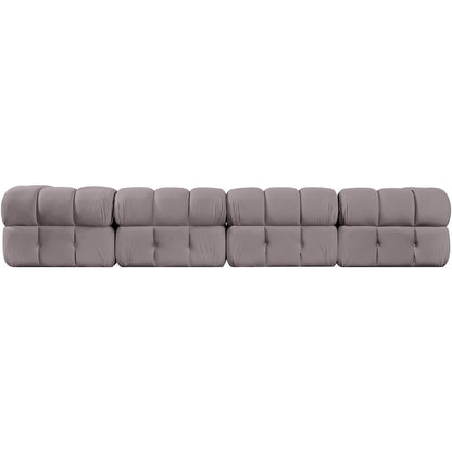 Orin Taupe Velvet Performance Fabric Upholstered 4 pc. Modular Sofa