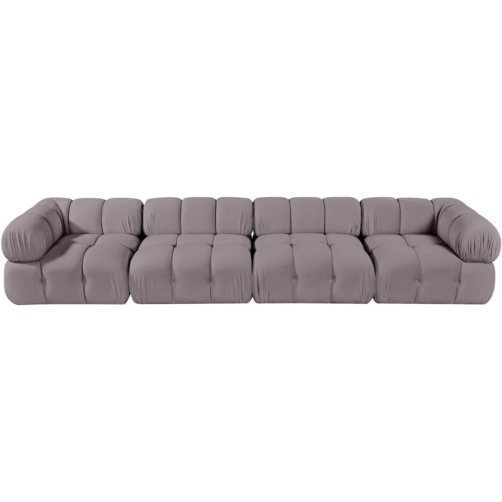 Orin Taupe Velvet Performance Fabric Upholstered 4 pc. Modular Sofa